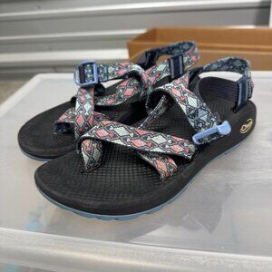 Chaco Women's Sandals - Black with Pink and Blue Pattern